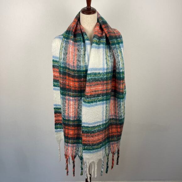 Aerie Super Soft Plaid Oversized Blanket Scarf Large Boho Cabin Core 19.5" x 87" - Picture 3 of 5